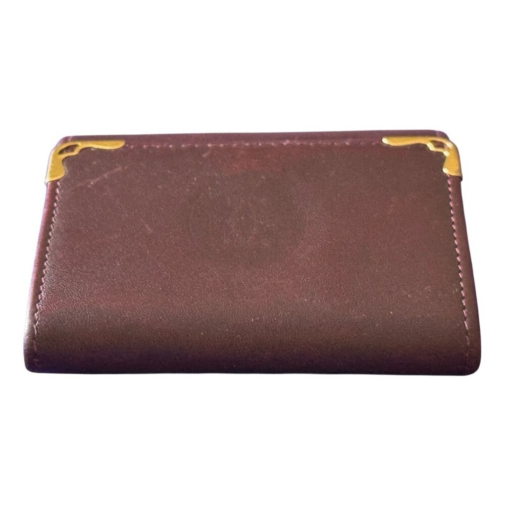 Cartier Bordeaux Burgundy Red Leather Logo Coin Wallet - Picture 5 of 11